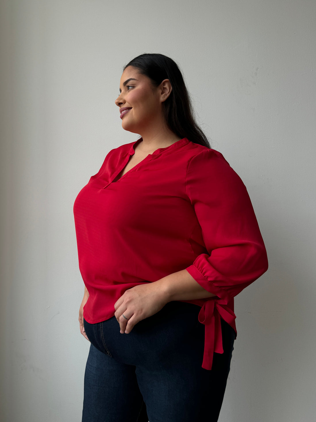 Plus Size Split Neck Flowy Blouse Plus Size Tops -2020AVE