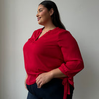 Plus Size Split Neck Flowy Blouse Plus Size Tops -2020AVE