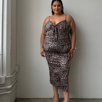 Plus Size Tie Front Leopard Midi Dress