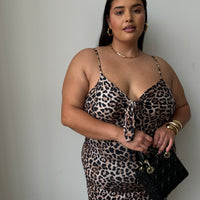 Plus Size Tie Front Leopard Midi Dress