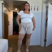 Plus Size Tie Front Shorts Plus Size Bottoms -2020AVE