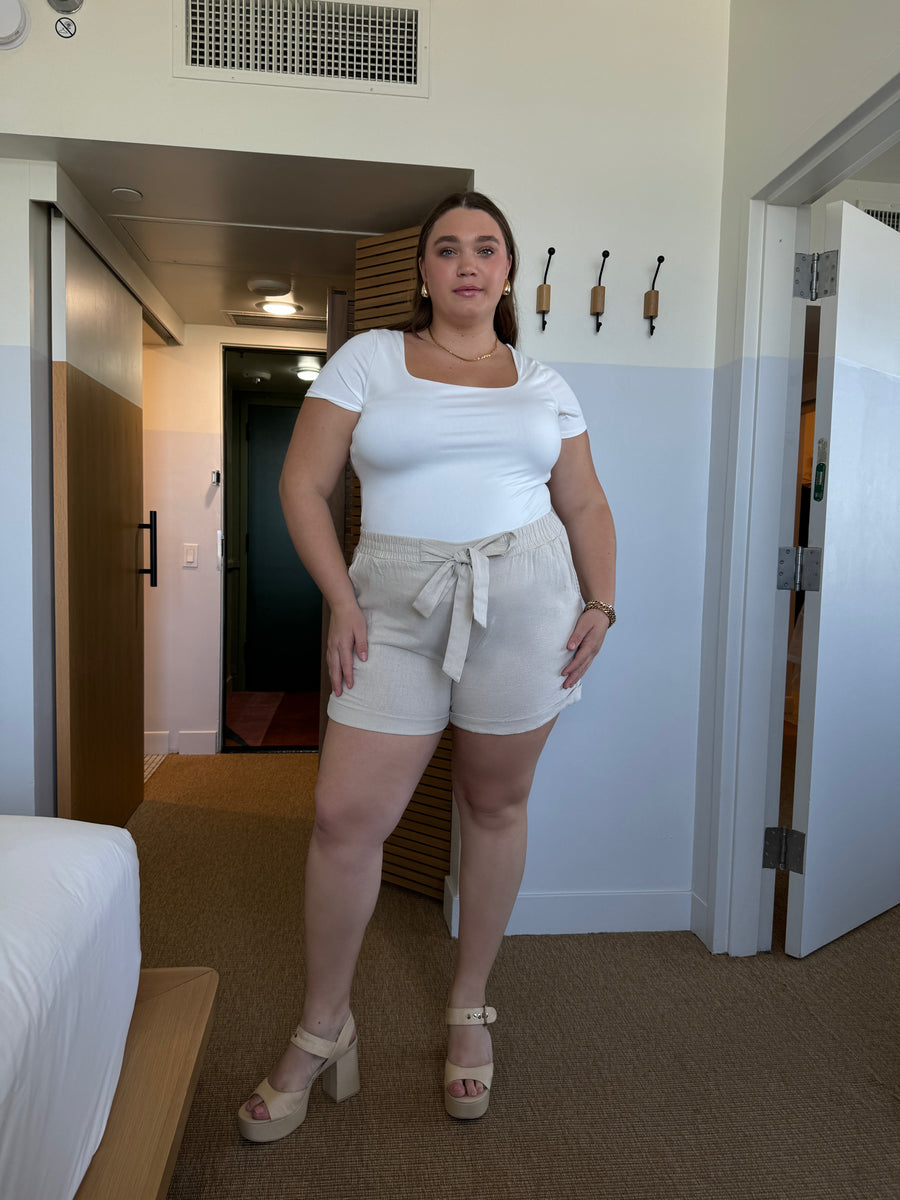 Plus Size Tie Front Shorts Plus Size Bottoms -2020AVE