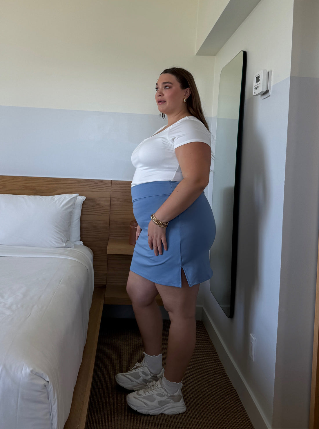 Plus Size Tennis Mini Skirt Light Blue