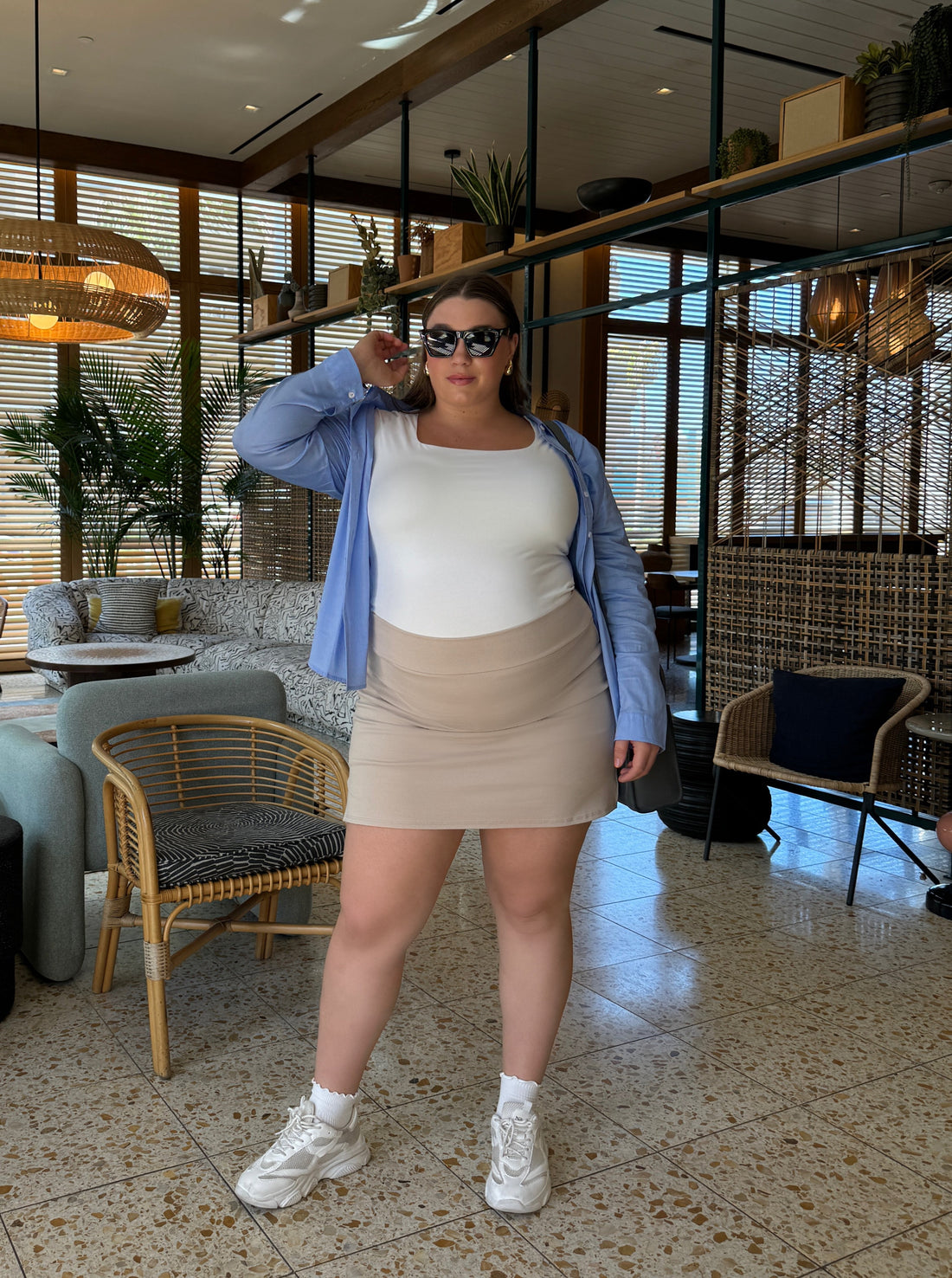 Plus Size Tennis Mini Skirt Tan