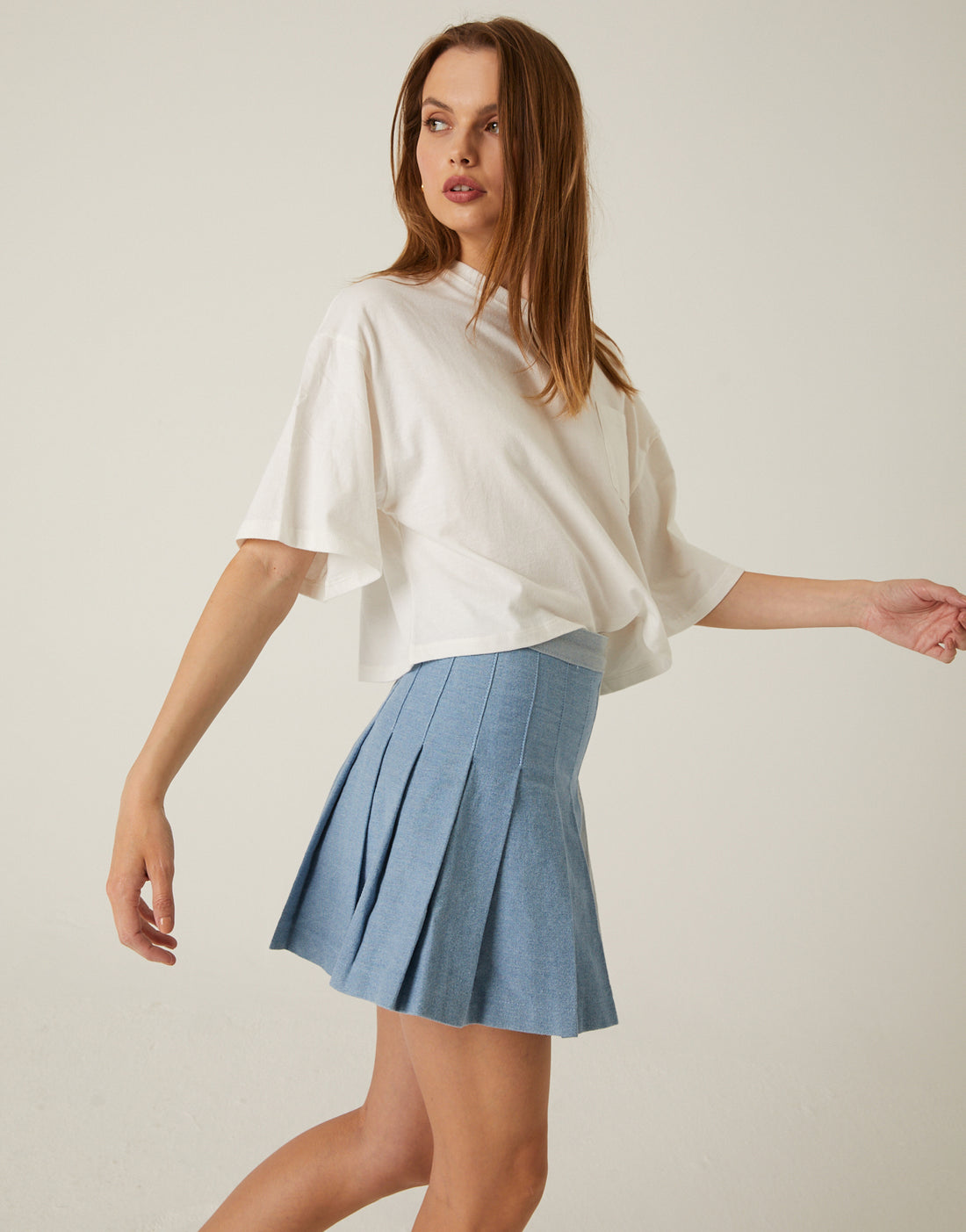 You're Mine Blue Denim Pleated Mini Skirt – Beginning Boutique US