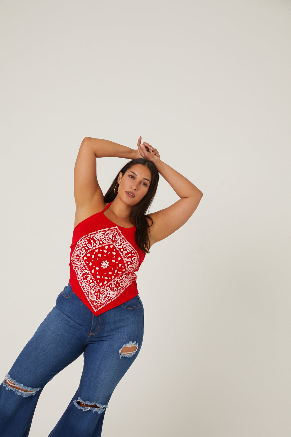 Curve Bandana Halter Top Plus Size Tops -2020AVE