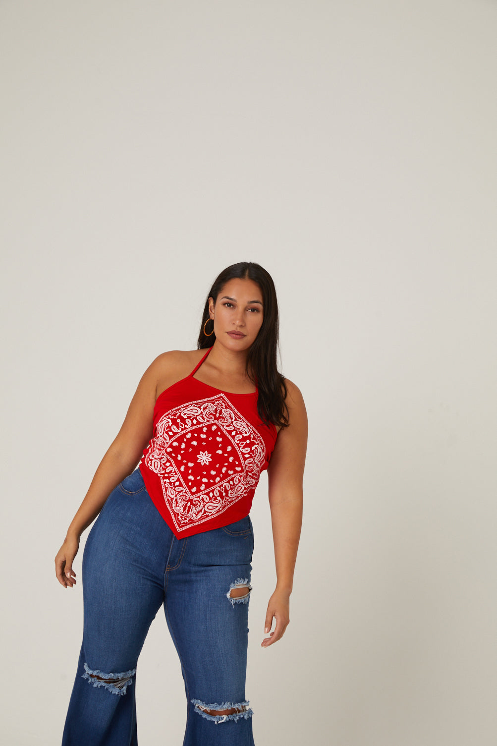 Curve Bandana Halter Top Plus Size Tops -2020AVE