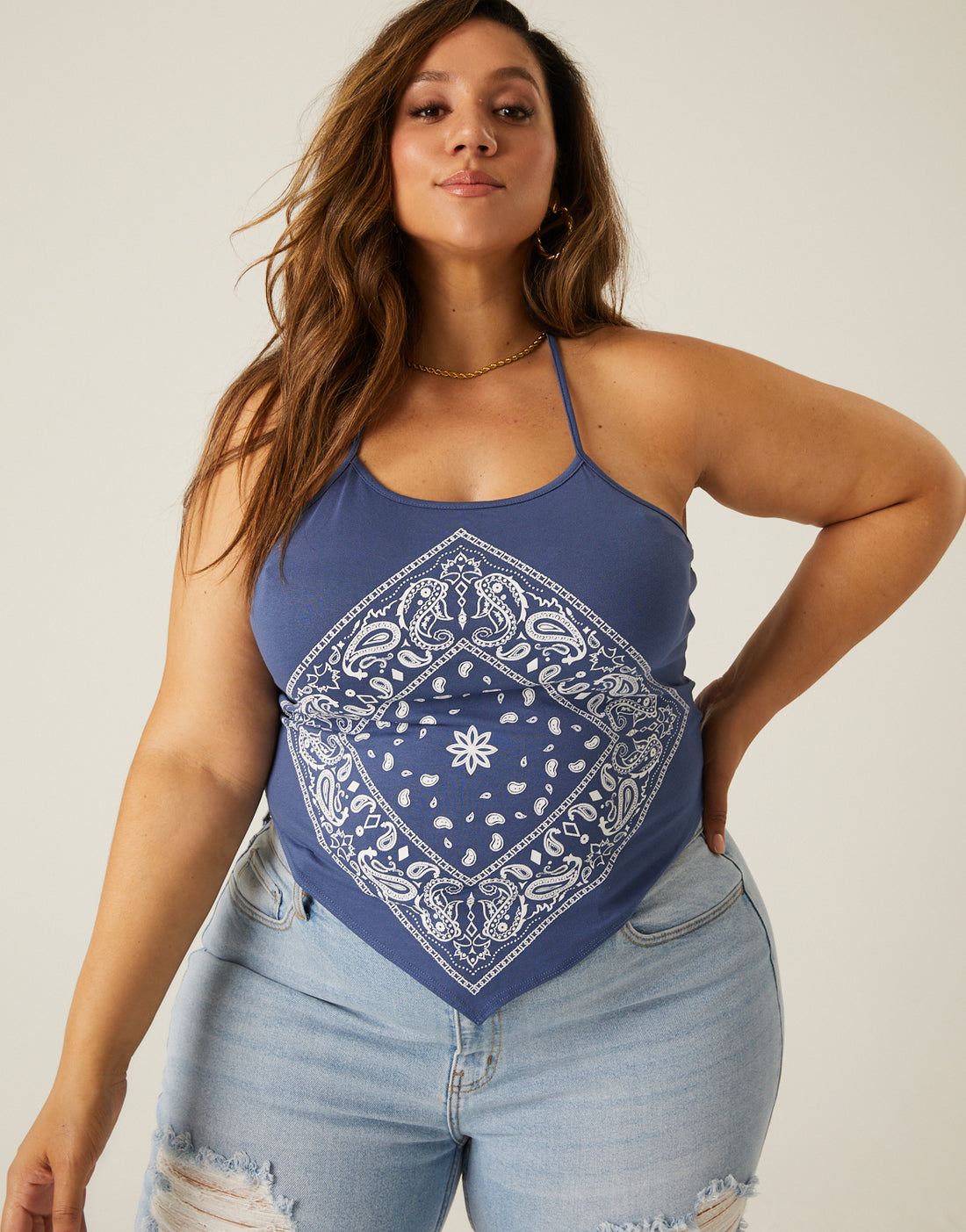 Curve Bandana Halter Top Plus Size Tops -2020AVE