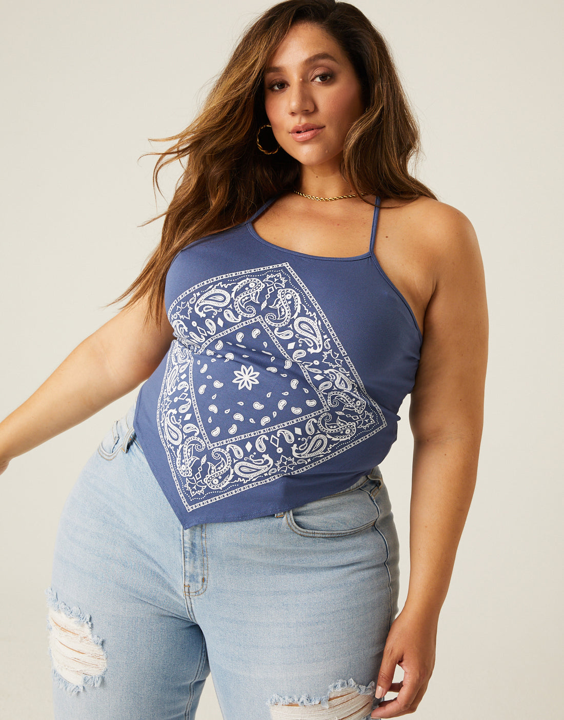 Curve Bandana Halter Top Plus Size Tops -2020AVE