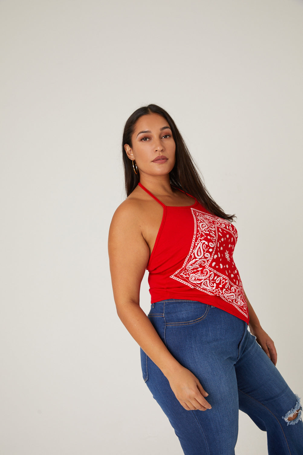 Curve Bandana Halter Top Plus Size Tops -2020AVE