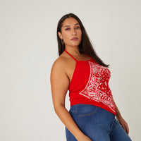 Curve Bandana Halter Top Plus Size Tops -2020AVE