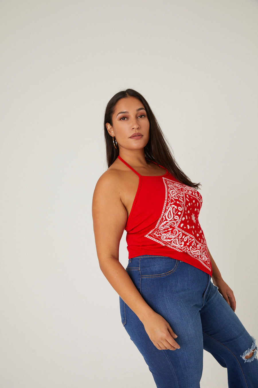 Curve Bandana Halter Top Plus Size Tops -2020AVE