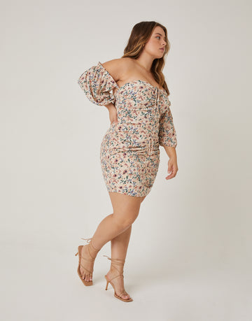 Curve Floral Off The Shoulder Dress Plus Size Dresses -2020AVE