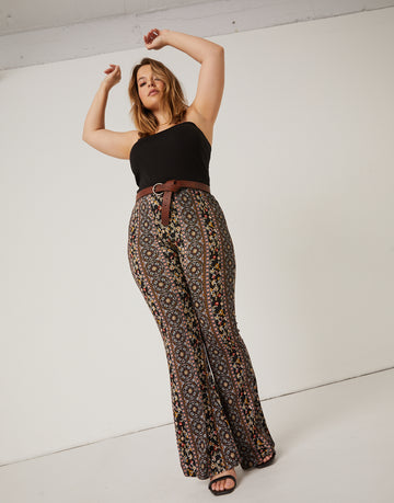 Curve Paisley Patterned Pants Plus Size Bottoms -2020AVE