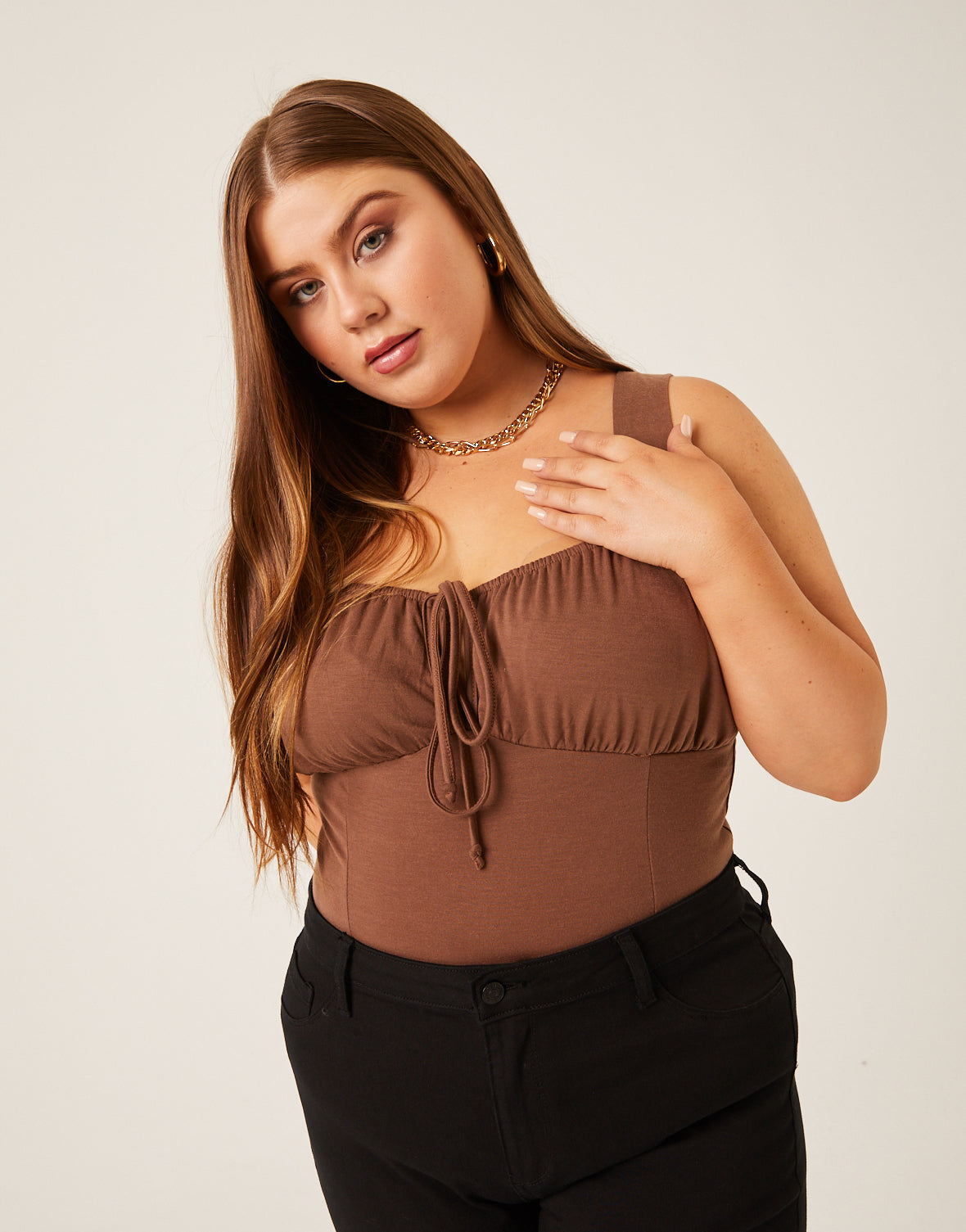 Plus Size Ruched Bust Tank 2020ave 0883