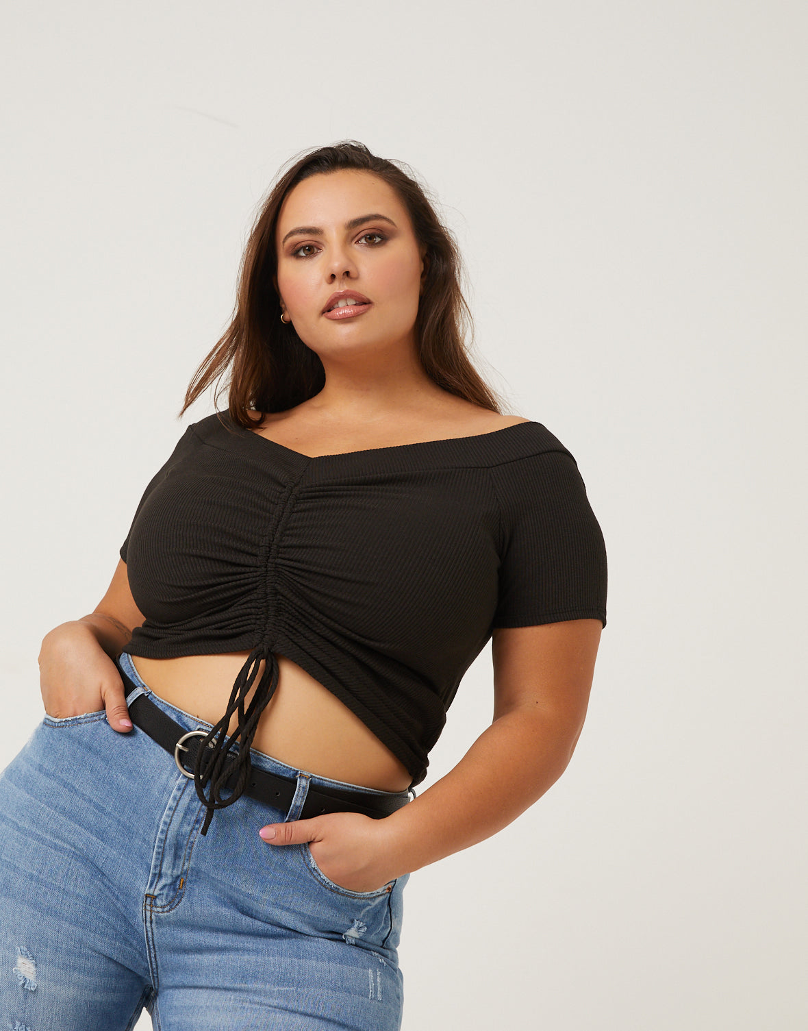 Plus Size Scrunched Up Tee – 2020AVE