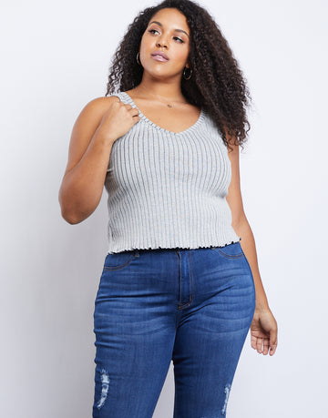 Curve Sun Daze Tank Plus Size Tops Gray 1XL -2020AVE